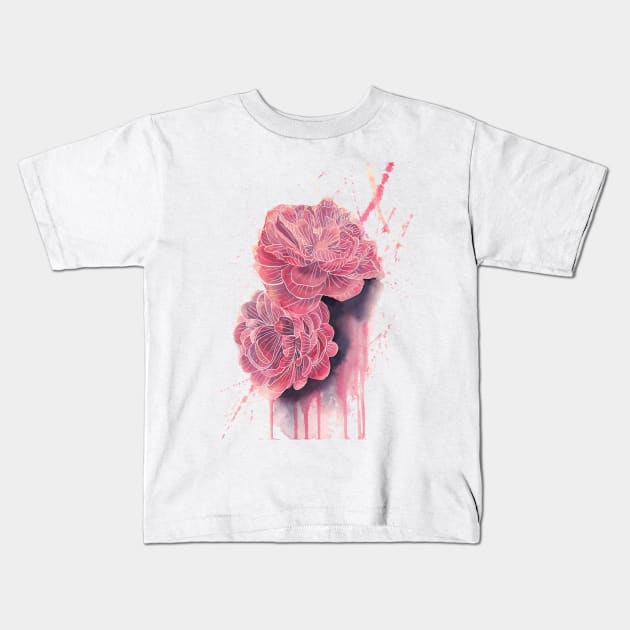 Peonies Illustration 3 Kids T-Shirt by gusstvaraonica